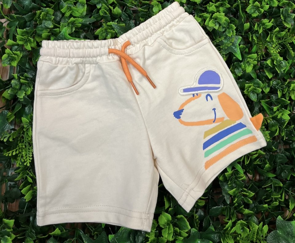 MAYORAL 1240 TODDLER BOYS CREAM SOFT SHORT  APPLIQUE AND PASTEL PRINTED DETAIL 18MTHS  ONLY 
