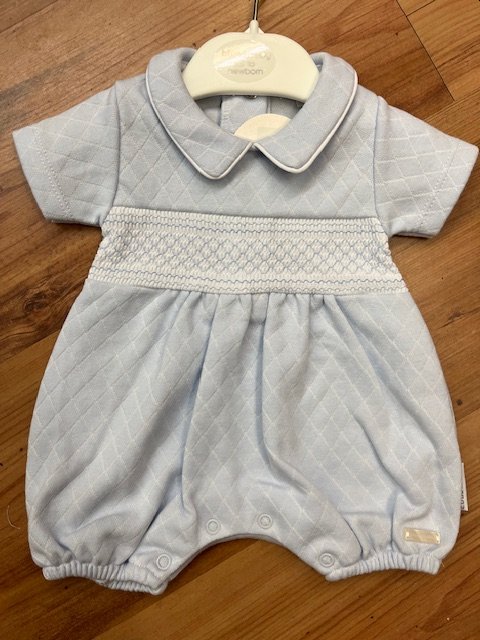 BLUESBABY BB1149 BABY BOYS SHORTIE WITH SMOCKING  BLUE 