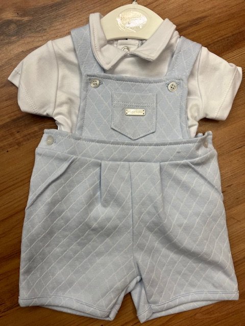 BLUES BABY BB1206 BABY BOYS BLUE DUNGAREE SET  PALE BLUE /WHITE 