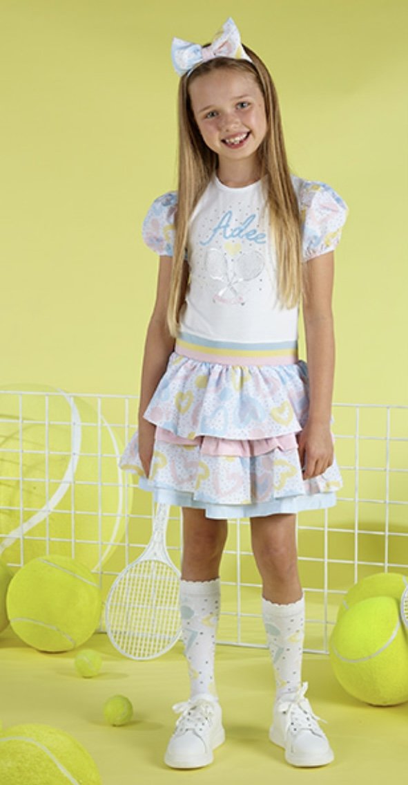 ADEE GIRLS CLOTHING TENNIS STORY VALDA  COTTON /JERSEY MIXED DRESS 4,6,8, & 10yrs only 
