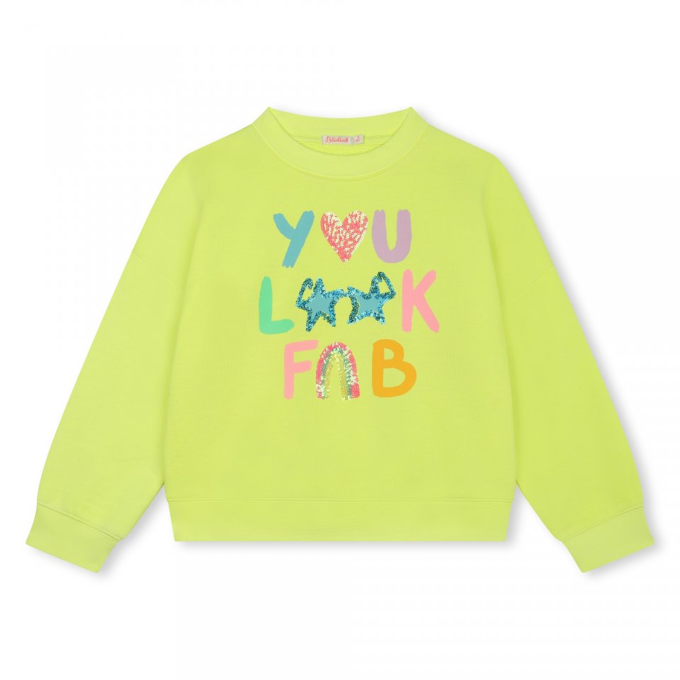 BILLIEBLUSH U20097 NEON SWEAT SHIRT PRINT AND SEQUIN DETAIL  SOLD OUT 