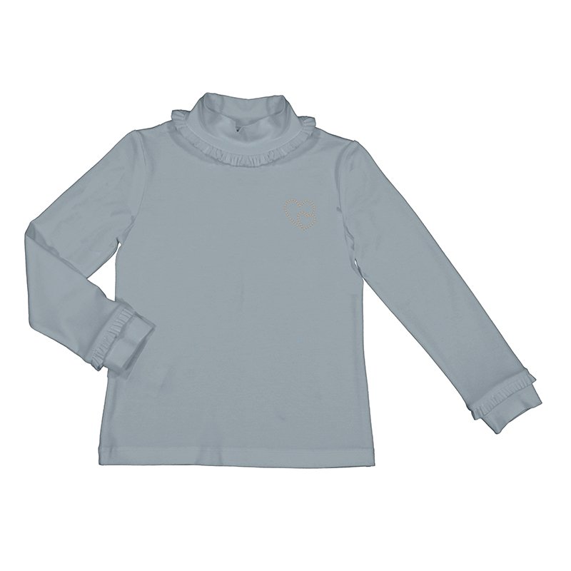 MAYORAL GIRLS  145 DUCK EGG BLUE SOFT SOFT CREWE NECK  FRILL DETAIL 6yrs only 