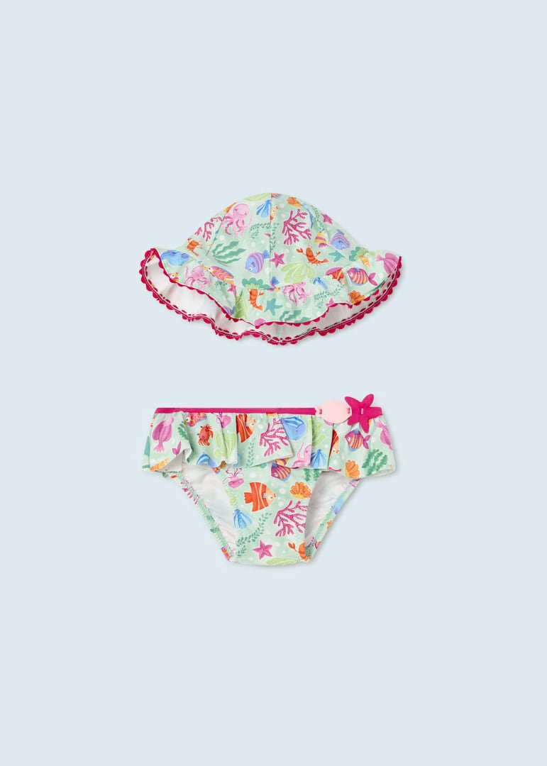 MAYORAL BABY GIRLS CLOTHING  1632 SWIM BRIEFS AND MATCHING CAP  12months  only 