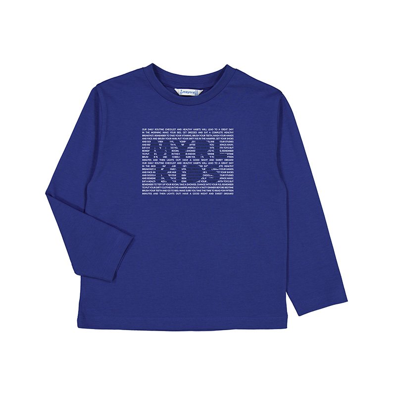 MAYORAL BOYS CLOTHING 173 BASIC TEE  DEEP BLUE WITH WHITE PRINTED DETAIL  8YRS ONLY 