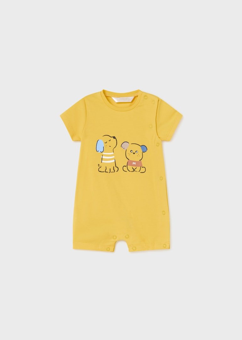 MAYORAL BABY BOYS CLOTHING  1751 YELLOW ALL IN ONE DOG DETAIL 0/1months  & 1/2 months  only 