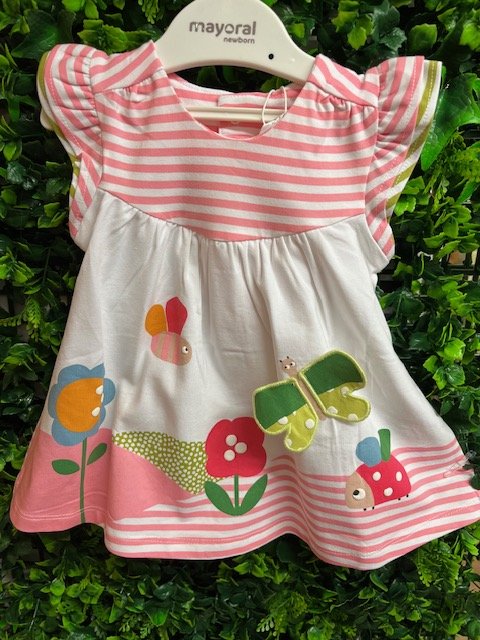 MAYORAL 1833 BABY GIRL SOFT JERSEY COTTON DRESS APPLIQUE DETAIL