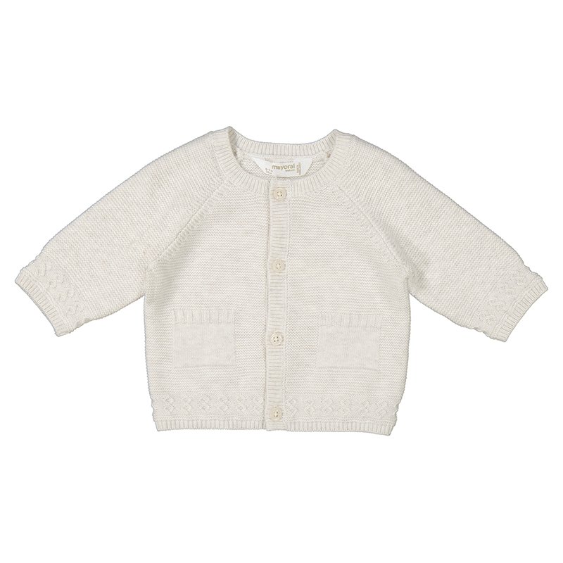 MAYORAL BABY BOYS CLOTHING  2301 CREAM MARL BUTTON THRO KNIT CARDIGAN 1-2,6-9mths only 