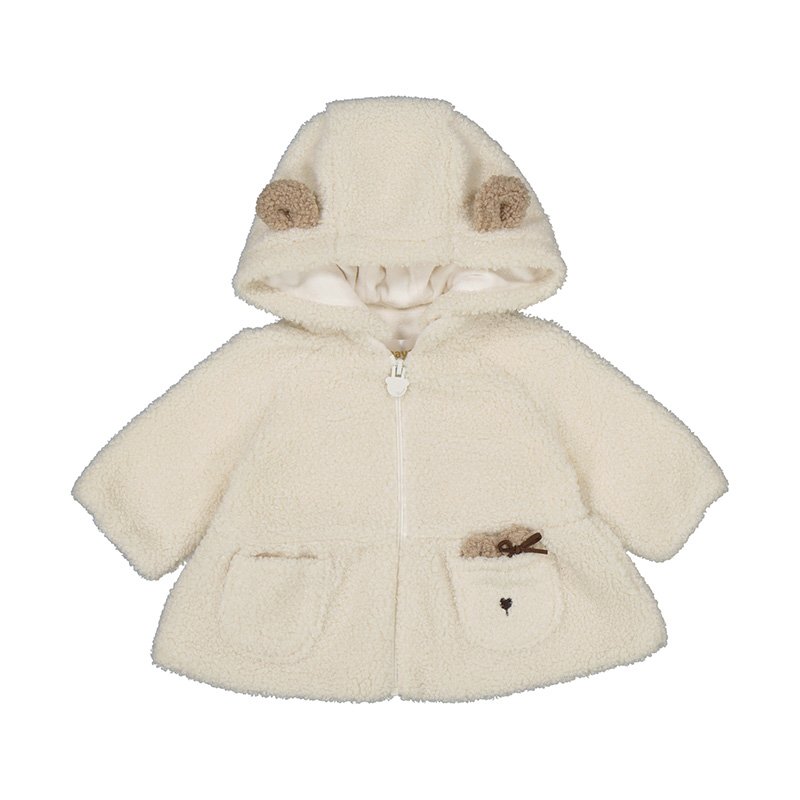 MAYORAL BABY CLOTHING UNISEX 2403 CREAM FLEECE LINED BOUCLE HOODED JACKET 4-6 & 18MTHS ONLY 