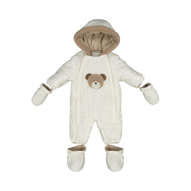 MAYORAL BABY UNISEX CLOTHING 2675 CREAM ALL IN ONE SNOWSUIT DETACH GLOVES AND BOOTEES 4-6mths only 