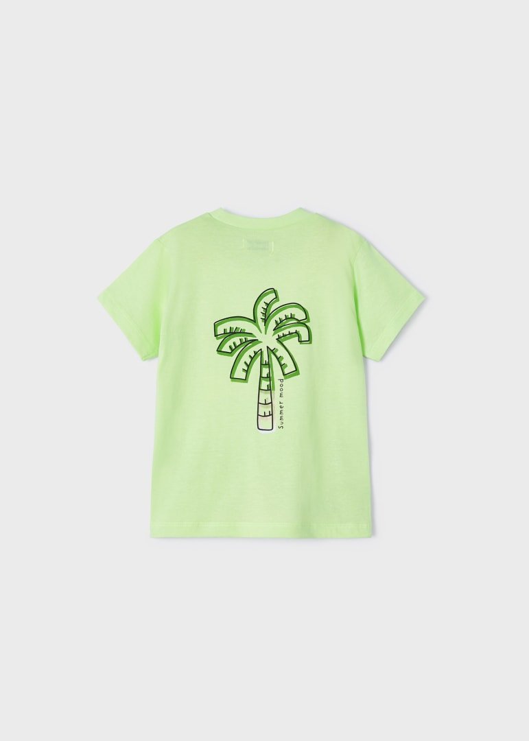 MAYORAL BOYS CLOTHING  3018 LIME GREE TEE PALM PRINTED DETAIL FRONT AND BACK  6,& 7yrs only 