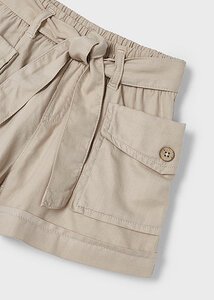 MAYORAL 3252 BEIGE COTTON COMBAT SHORTS POCKET DETAIL AND  ELASTIC AND TIE WAIST 4,5, & 8YRS ONLY 