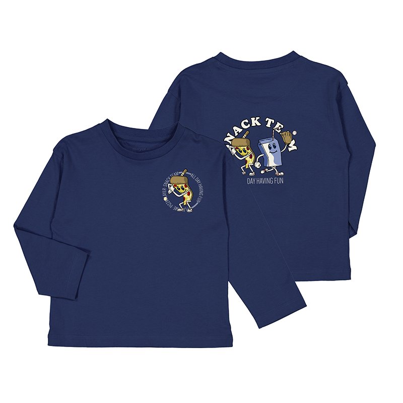 MAYORAL BOYS CLOTHING 4026 BLUE LONG SLEEVE  SNACK TEAM THEME 2 YRS ONLY 