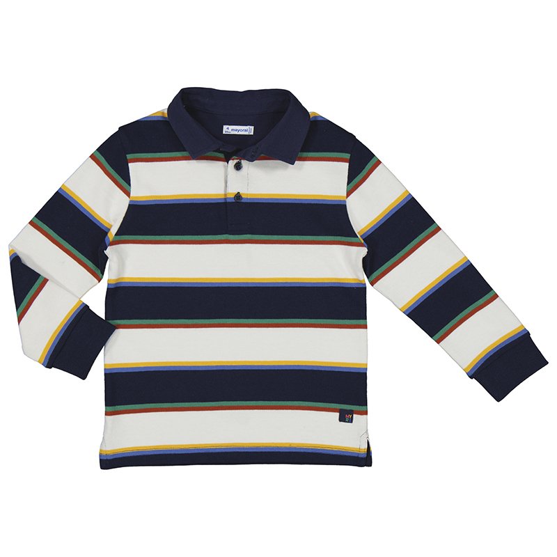 MAYORAL TODDLER BOYS  4102 FINE  KNIT POLO SHIRT   NAVY/CREAM 3YRS ONLY   