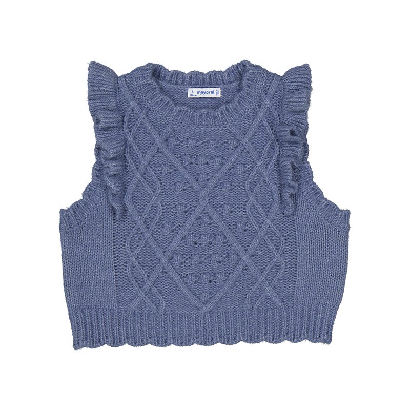 MAYORAL GIRLS 4313 CABLE KNIT SLEEVELESS VEST  CHINA BLUE  5 yrs only 