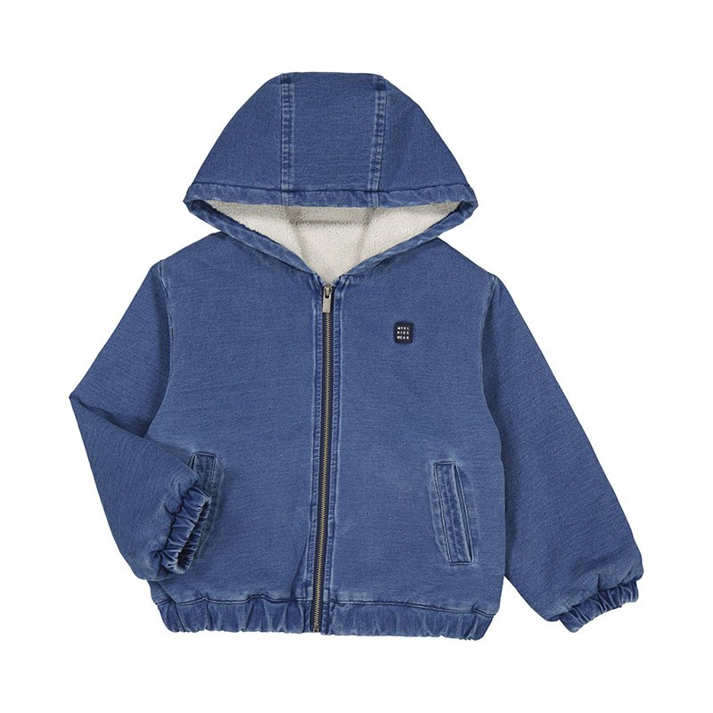 MAYORAL BOYS CLOTHING 4432 TEDDY FLEECE LINED ZIP UP HOODIE  WASHED BLUE   5YRS  ONLY 