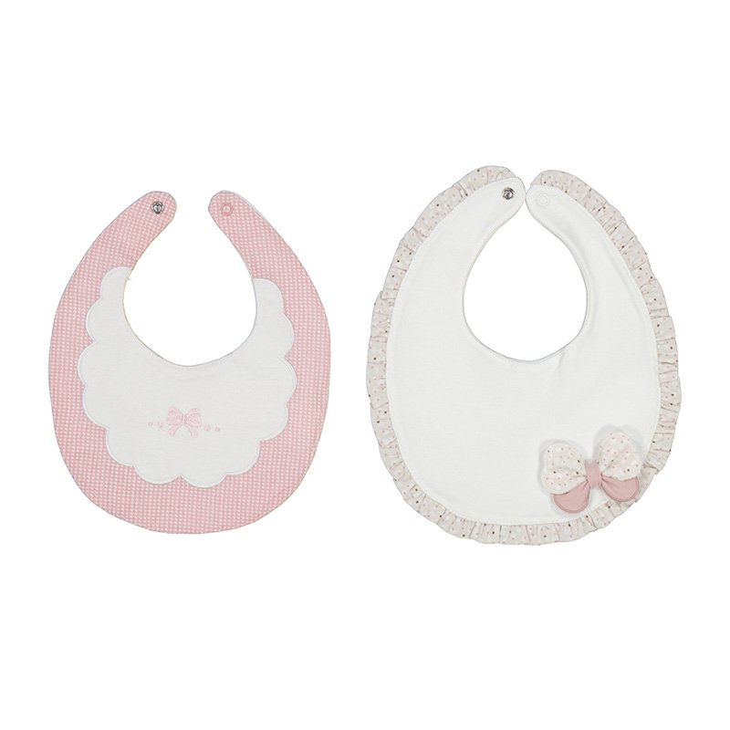 MAYORAL BABY GIRLS CLOTHING 9329 PINK AND OFF WHITE 2 PACK BIBS