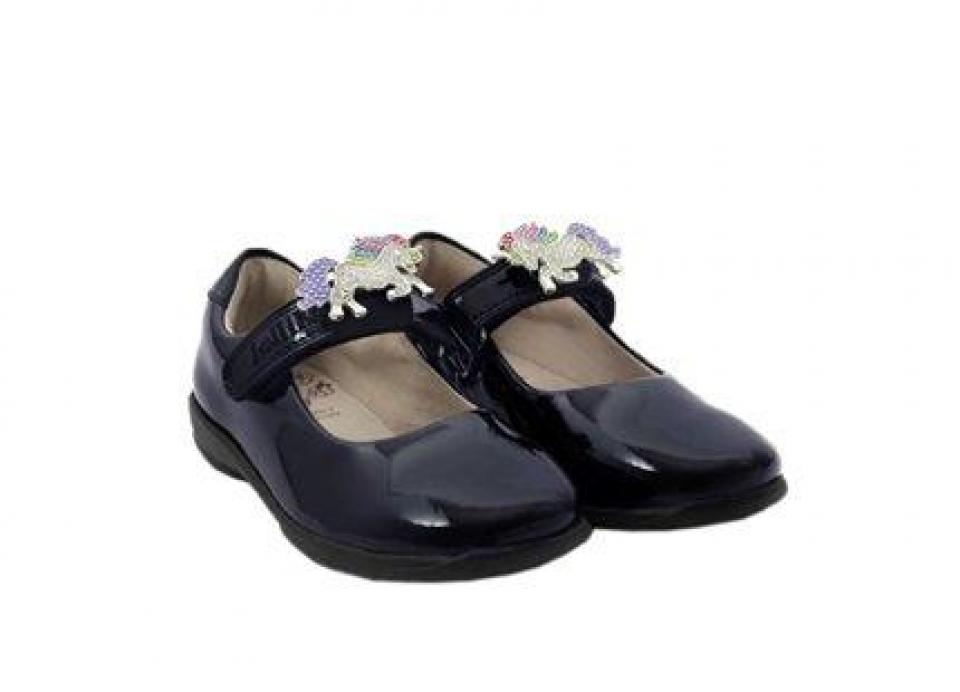 LELLI KELLY SCHOOL SHOES LK8213 BLOSSOM2 NAVY PATENT  ONE STRAP WITH SLIDE OFF UNICORN 25 (7.5)  only 
