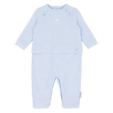 BLUESBABY BB0828 PALE BLUE COTTON ALL IN ONE RIBBED TOP  3mths & 6months only 