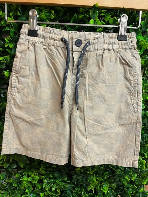 MAYORAL 3273 BEIGE /FADED CHARCOAL COTTON  SHORTS  DRAWSTRING  DETAIL 