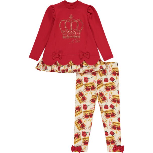 ADEE GIRLS CLOTHING  QUEEN  CLAIRE RED /CROWN PATTERN  LEGGING SET 3,5 & 8yrs only 