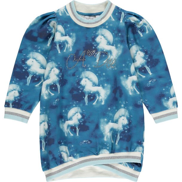 ADEE GIRLS CLOTHING  MR UNICORN  DOROTHY   TEAL UNICORN PRINT SWEAT DRESS  3,5,& 10YRS ONLY