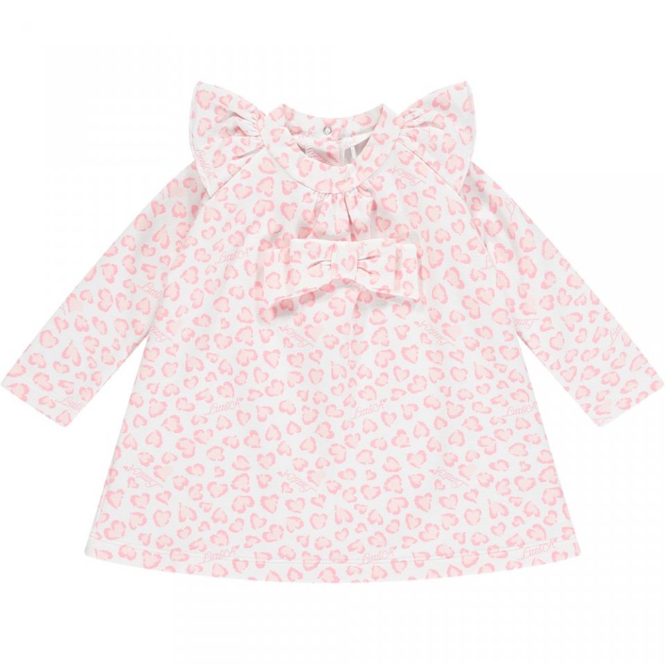 LITTLE A ESTELLA  BABY PINK LEOPARD PRINT SOFT JERSEY DRESS  BOW DETAIL  sold out 