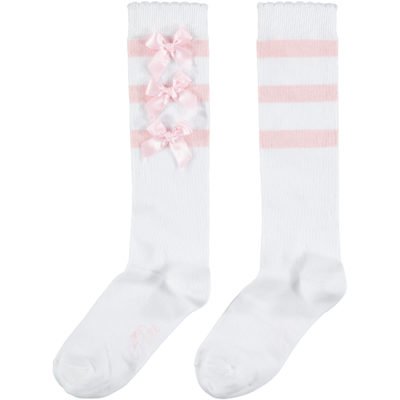 ADEE GIRLS CLOTHING CHIC GARDEN  FRAN KNEE HIGH SOCKS WHITE PINK BOW DETAIL 18-2yrs  &  8-10yrs only 