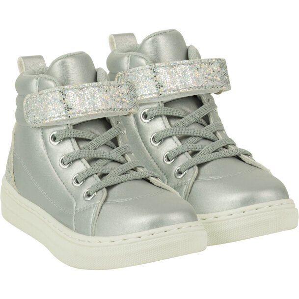 ADEE GIRLS CLOTHING  MR UNICORN  GLITZY SILVER GLITTER HIGH TOPS    SIZE 29 ONLY 