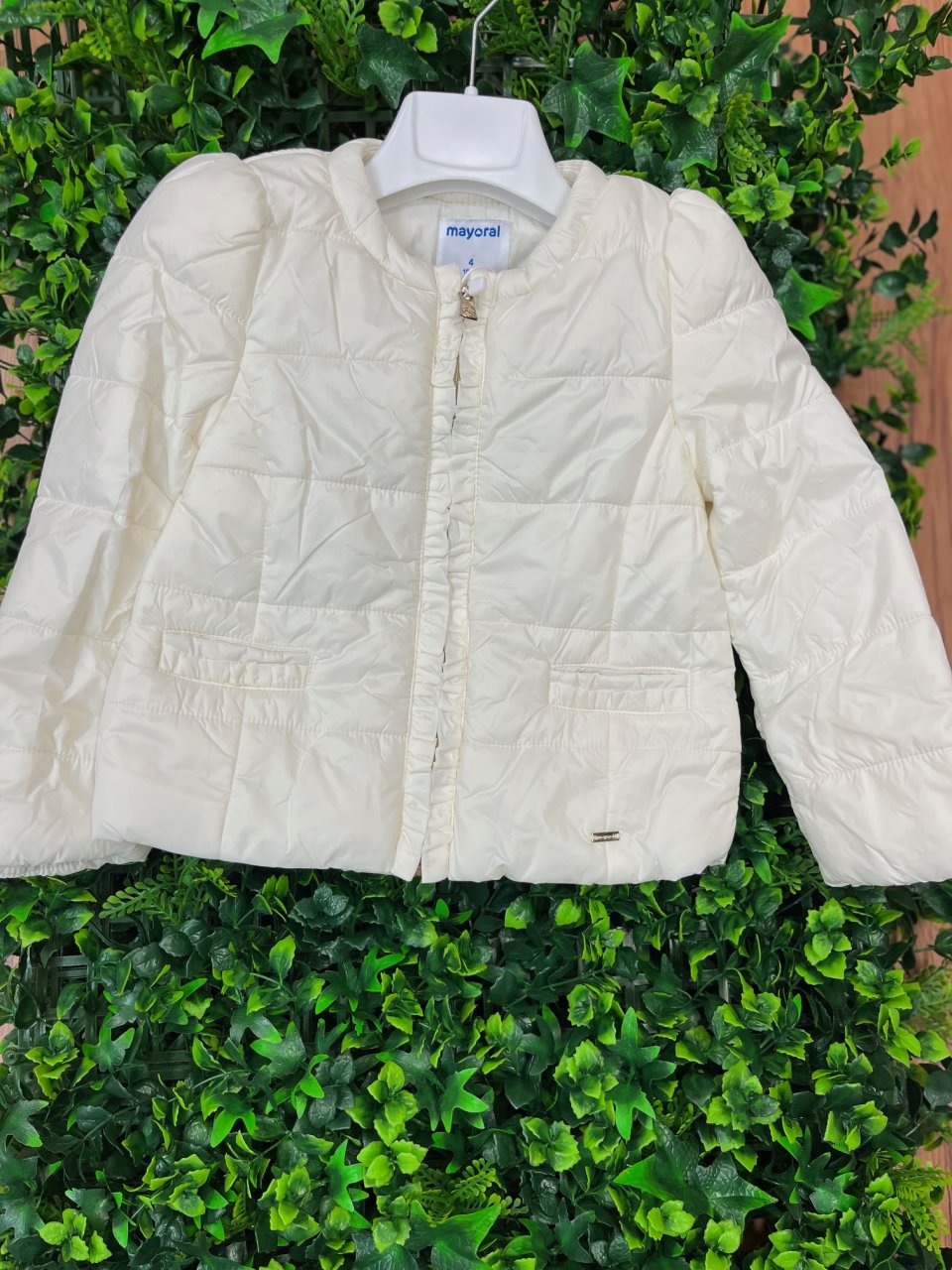 MAYORAL 3478 OFF WHITE LIGHTWEIGHT SUMMER PUFFER  RUFFLE POCKET DETAIL 7 & 8YRS ONLY 