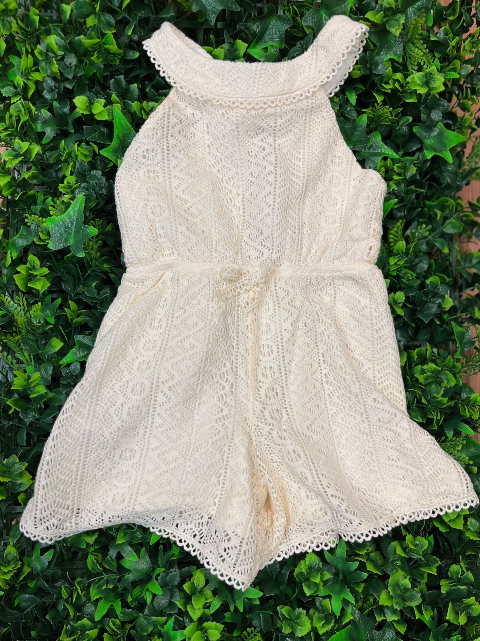 MAYORAL 3862 CREAM LACE ALL IN ONE PLAYSUIT OPEN BACK DETAIL 6 &  9YRS ONLY 