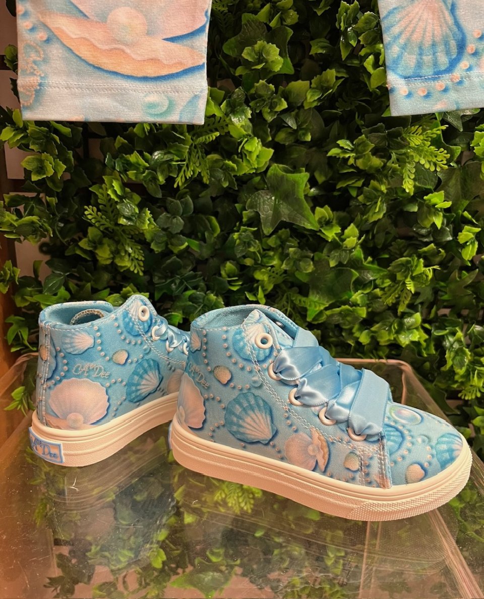 ADEE JAZZY ARUBA BLUE COTTON PRINTED CANVAS HIGH TOPS 