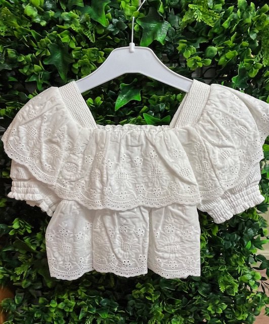 MAYORAL 3178 WHITE LACE AND SMOCK SQUARE NECK SUN TOP 5,7,&8YRS ONLY 