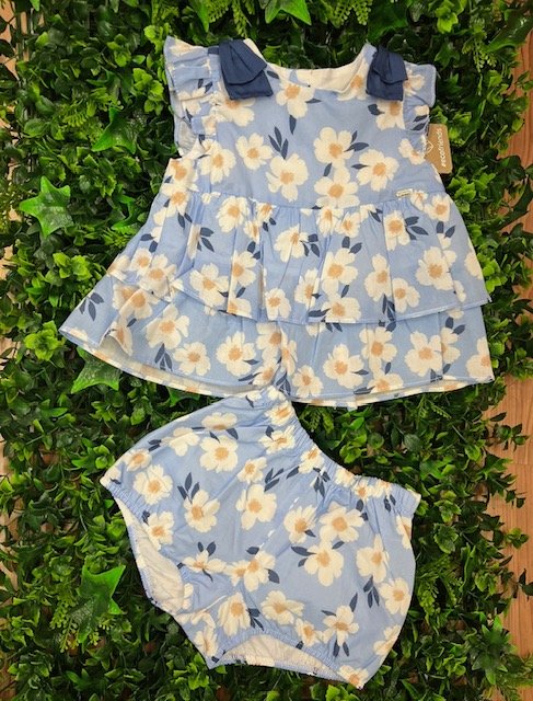 MAYORAL 1232 TODDLER GIRL 2 PCE  TOP AND BLOOMER SET BLUE TONES 18MTHS & 2YRS ONLY 