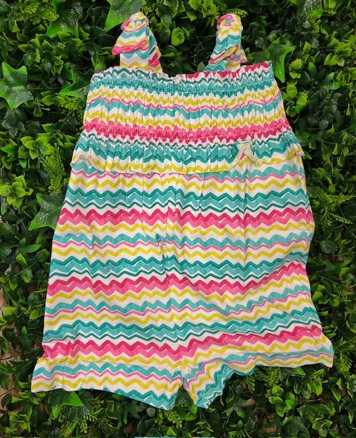 MAYORAL 1841 TODDLER GIRL PLAYSUIT  WAVE PRINT LIME/TURQ/HOTPINK TONES 18MTHS & 2YRS ONLY 