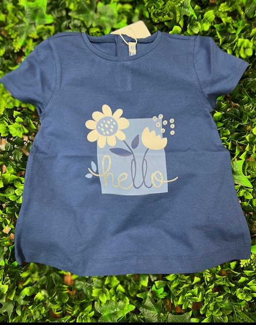 MAYORAL 1014 TODDLER GIRL BLUE  A LINE TEE PRINTED DETAIL
