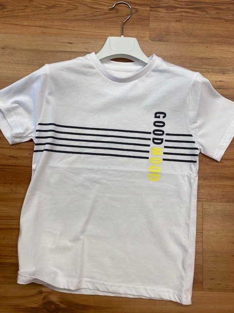 MAYORAL BOYS CLOTHING  WHITE TEE  NAVY /YELLOW TRIM   5 YRS ONLY 