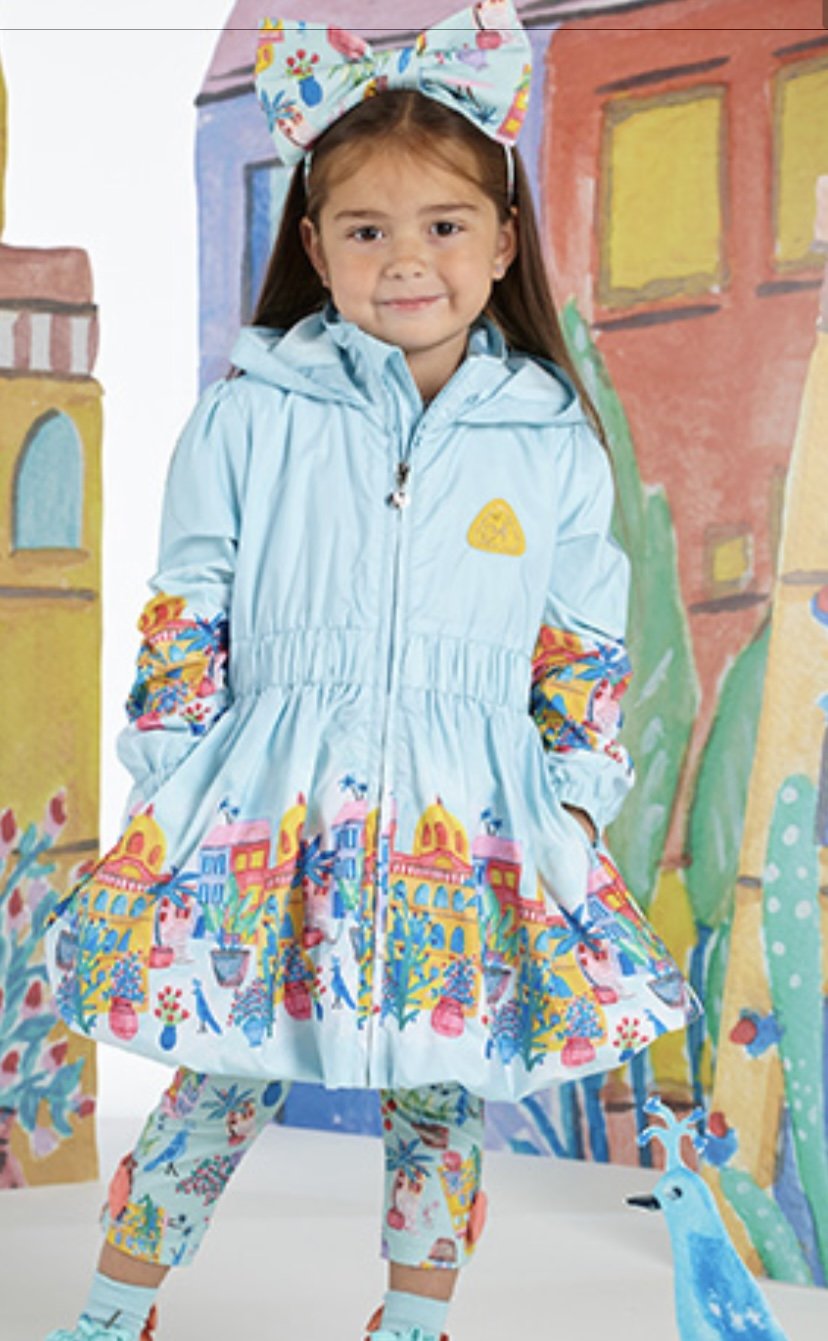 ADEE GIRLS CLOTHING BONITA STORY UNIQUE AQUA  HOLIDAY PRINT LIGHT WEIGHT JACKET 10yrs only 