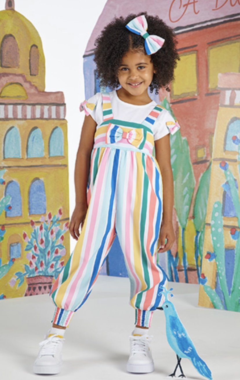 ADEE GIRLS CLOTHING BONITA STORY URSULA STRIPE JUMPSUIT AND TEE SET  10yrs only 