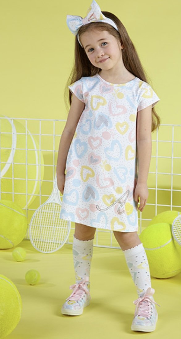ADEE GIRLS CLOTHING TENNIS STORY VALERIE JERSEY COTTON DRESS  REVERSE BOW DETAIL 4yrs only 