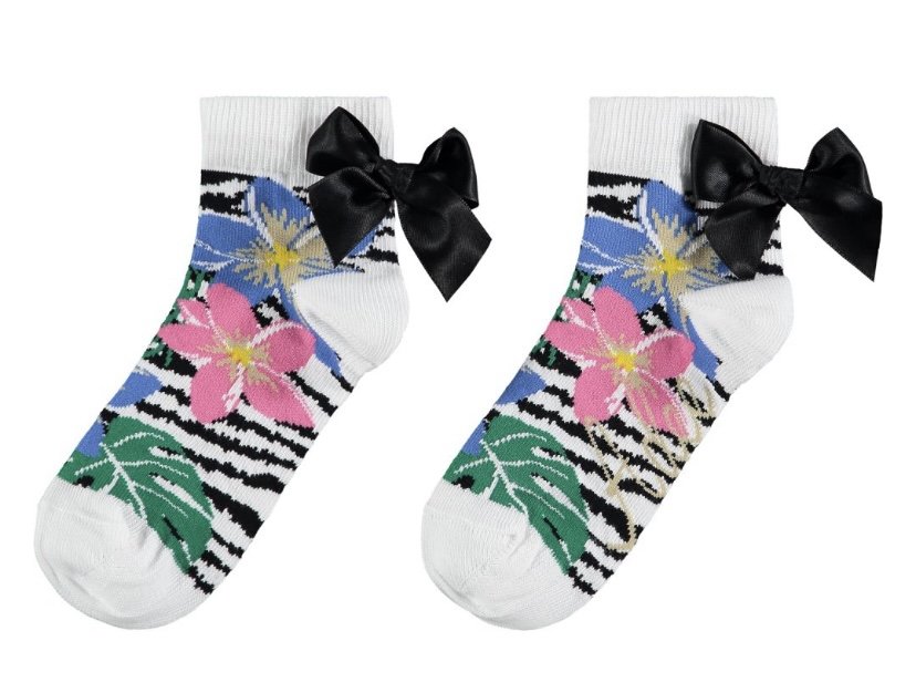 ADEE GIRLS CLOTHING JUNGLE PRINT STORY WHEELY MULTI PRINT ANKLE SOCKS BLACK BOW  8/10yrs only 
