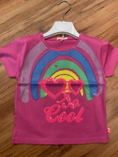 BILLIEBLUSH GIRLS CLOTHING  U15B31 PINK RAINBOW TEE SEQUIN AND SPARKLE DETAIL 12YRS ONLY 