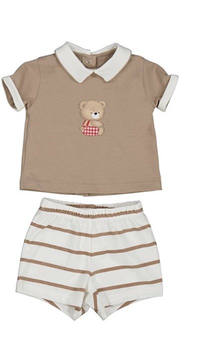 MAYORAL BABY BOYS CLOTHING  1620 BEIGE POLO AND SHORTS SET  6-9months only 
