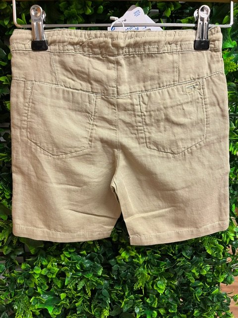 MAYORAL 3249 BEIGE LINEN SHORTS  ADJUSTABLE WAIST POCKET DETAIL