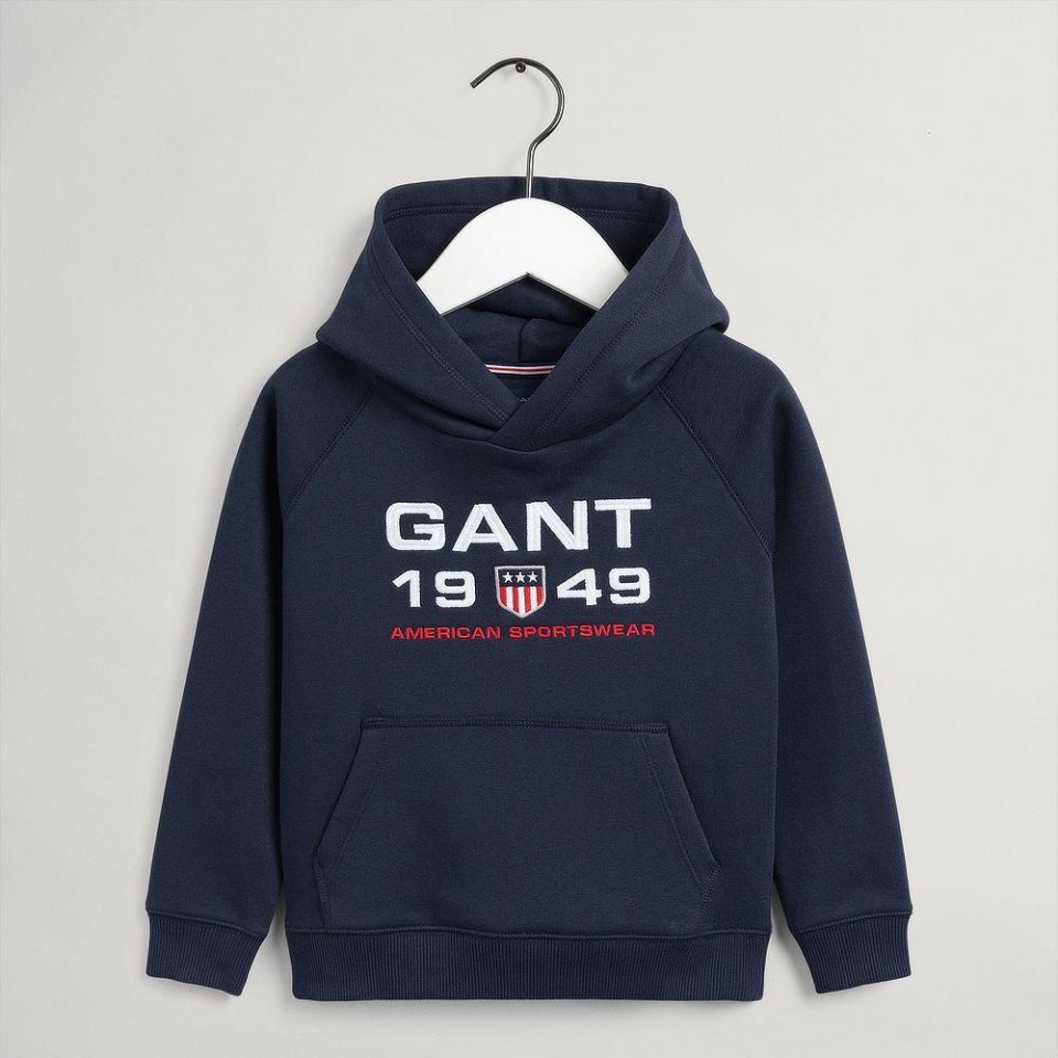 GANT CLOTHING YOUNGER KIDS  806764 NAVY RETRO HOODIE APPLIQUE DETAIL 5/6 YRS ONLY 
