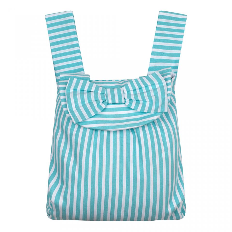 ADEE OPAL ARUBA BLUE /WHITE STRIPE COTTON RUCKSACK   ONE SIZE 