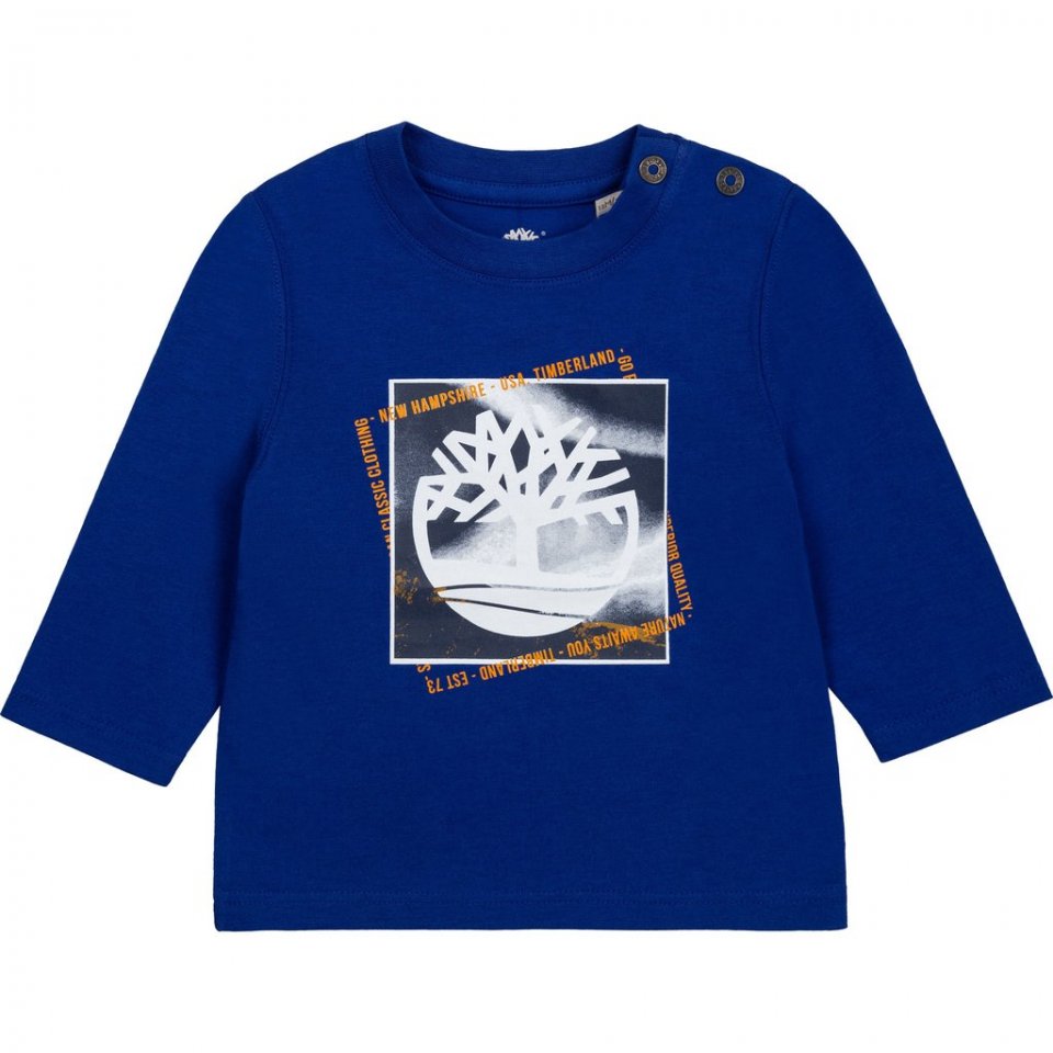 TIMBERLAND TODDLER BOYS CLOTHING T05K19 ROYAL BLUE L/S TEE PRINTED LOGO 2 & 4yrs only 