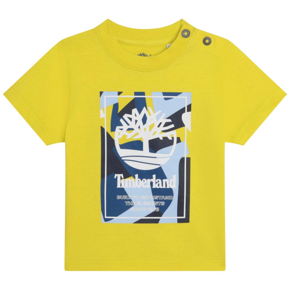 TIMBERLAND TODDLER BOYS CLOTHING T05K88 LIME TEE ABSTRACT MULTI COL PRINT DETAIL 18mths only 