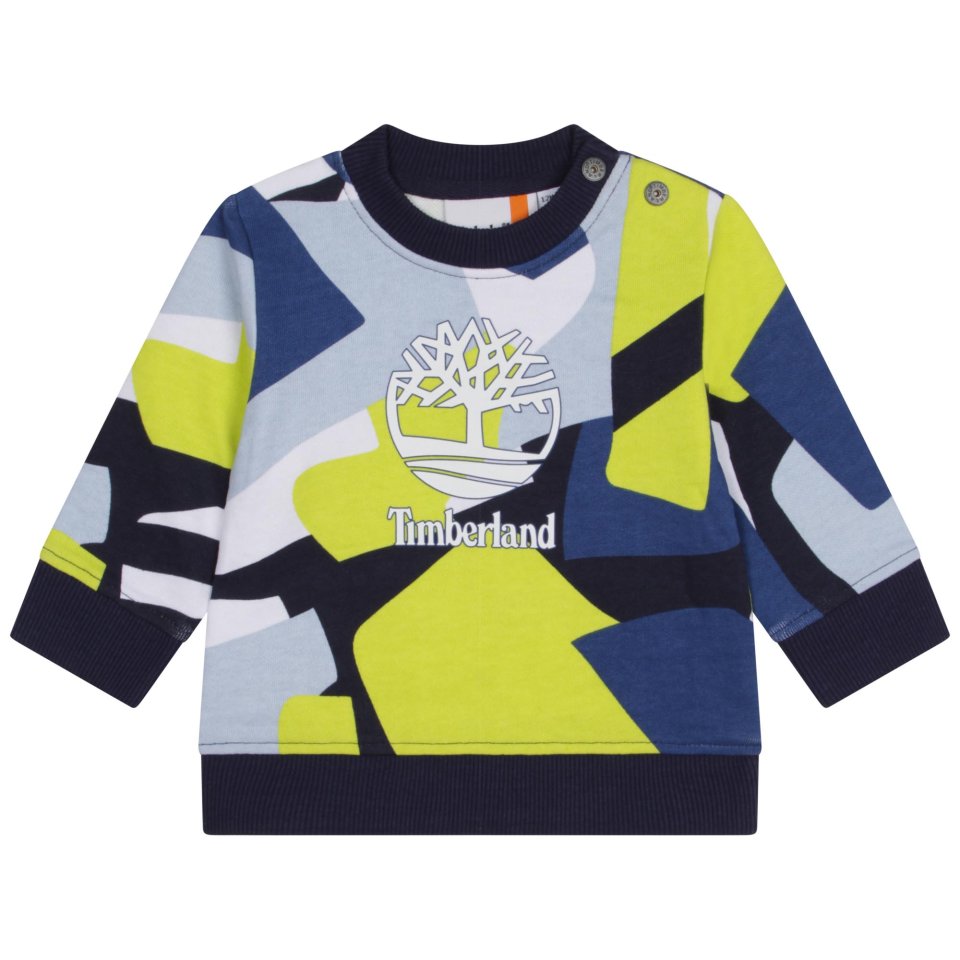 TIMBERLAND TODDLER BOYS CLOTHING T05L07 ABSTRACT PRINT SWEAT SHIRT LIME/NAVY/WHITE   2yrs only 