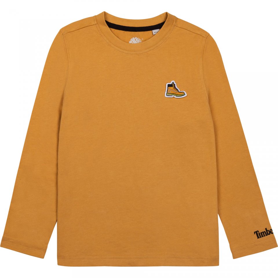 TIMBERLAND BOYS CLOTHING T25S75 OCHRE YELLOW LONG SLEEVE TEE ICONIC LOGO 6& 12yrs only 