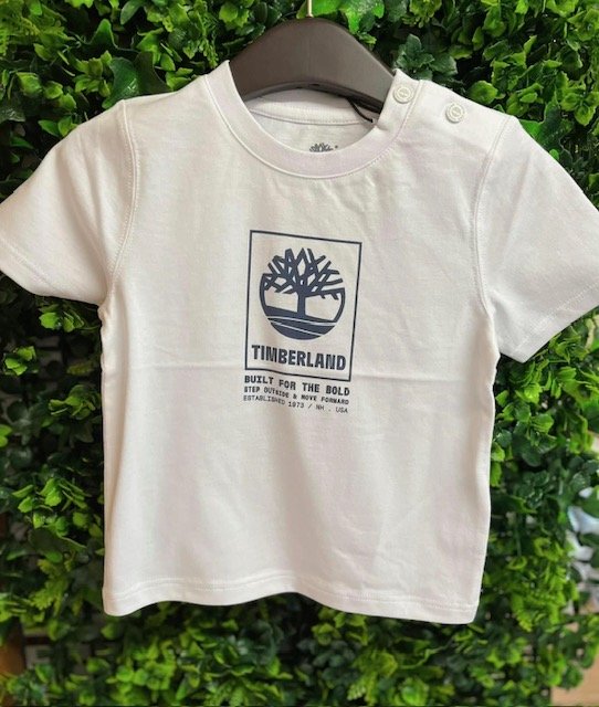 TIMBERLAND T60100  CLASSIC WHITE TEE WITH NAVY BRANDED DETAIL